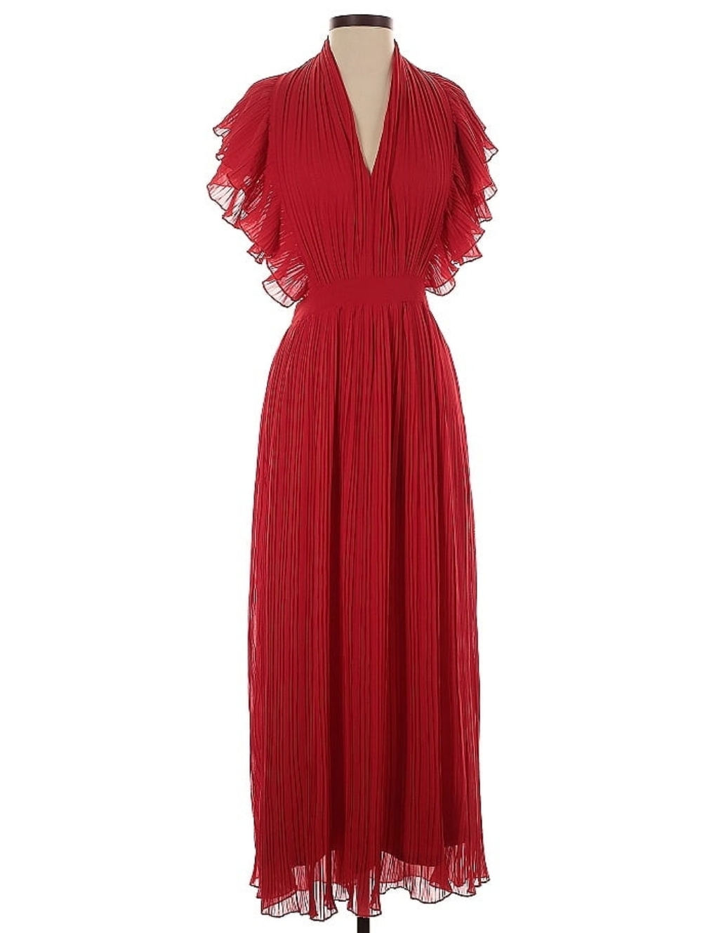 Red Pleated Cocktail Dress